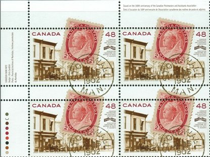 Canada PB#1956 - Post Office in Stonewall, MB, 2¢ Victoria and 1902 date stamp (2002) 48¢