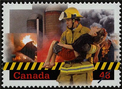 Canada Stamp #1986 - Firefighter carrying victim (2003) 48¢