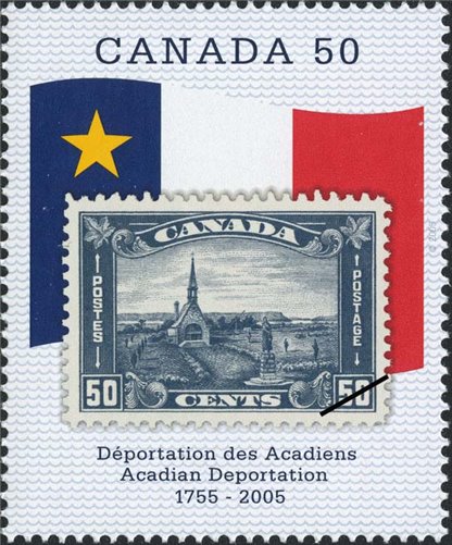 Canada Stamp SHEET#2119 - Grand-Pré stamp of 1930 and Acadian flag (2005) 50¢ - Image 2