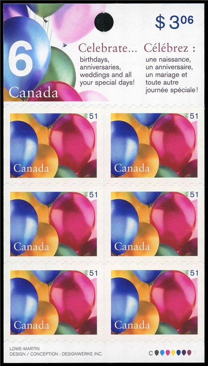 Canada Stamp #(BK323) - 2146a - Balloons (2006) 6 x 51¢ - Image 2