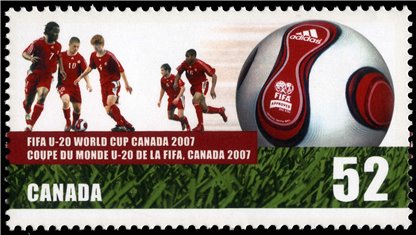 Canada Stamp PB#2220 - Soccer players and ball (2007) - Image 2