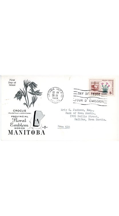 Canada ROSECRAFT FDC#422 - Manitoba, Prairie Crocus (1965) 5¢ - Image 2