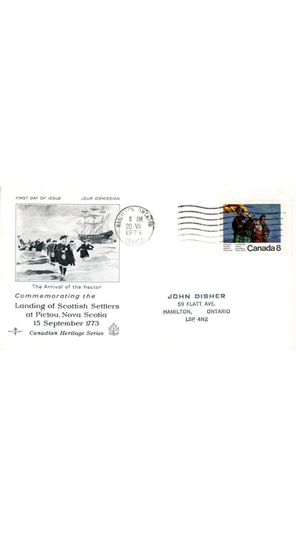 Canada ROSECRAFT FDC#619 - Scottish Settlers and "Hector" (1973) 8¢ - Image 2