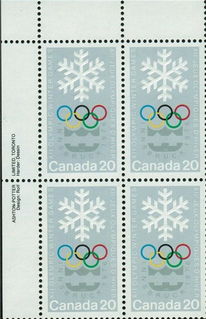 Canada PB#689 - Snowlake and Olympic Symbols (1976) 20¢