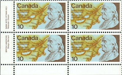 Canada PB#691 - Benjamin Franklin and Map (1976) 10¢