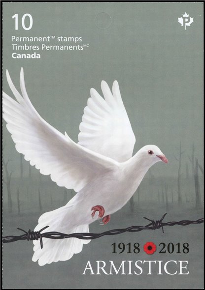 Canada Stamp #(BK708) 3131a - Dove and barbed wire (2018) 10 x P (85¢)