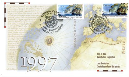 Canada FDC#1649a - Cabot's ship, Matthew, with map and globe in background (1997) 45¢ - Image 2