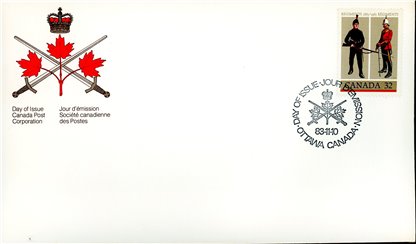 Canada OFDC#1008 - Royal Winnipeg Rifles/Royal Canadian Dragoons (1983) 32¢