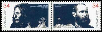 Canada Stamp #1109a - Peacemakers of the Prairies (1986) 2 x 34¢