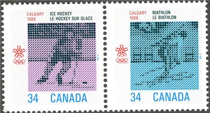 Canada Stamp #1112a - 1988 Olympic Winter Games (1986) 2 x 34¢ - Image 2