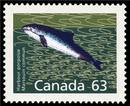 Canada Stamp #1176a - Harbour Porpoise (1990) 63¢ (perf 13.1) - Image 2