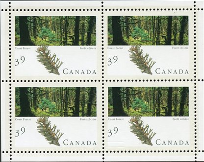 Canada Stamp #1285a - Coast Forest (1990) 4 x 39¢ - Image 2