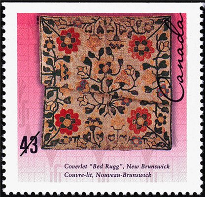 Canada Stamp #1461 - Coverlet "Bed Rugg", New Brunswick (1993) 43¢ - Image 2