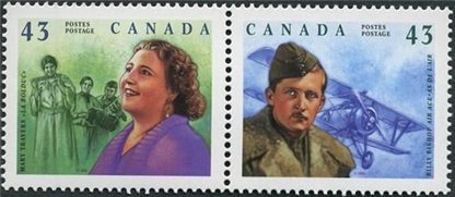 Canada Stamp #1526a - Great Canadians (1994) 2 x 43¢ - Image 2