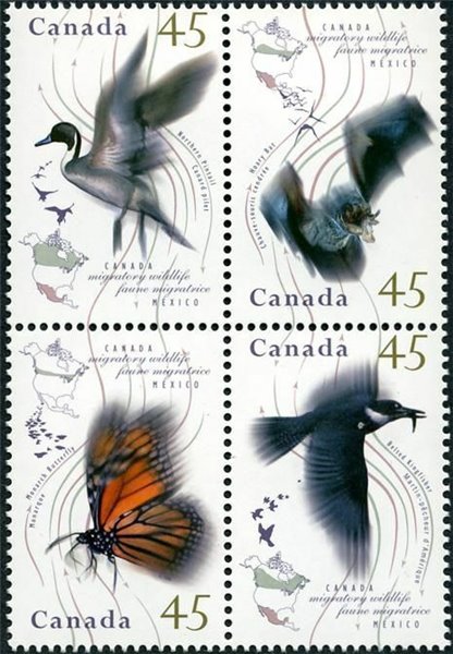 Canada Stamp #1567a - Migratory Wildlife (1995) 4 x 45¢ - Image 2