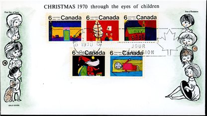 Canada FDC#528a - Christmas (1970) 5 x 6¢ - Image 2