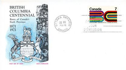 Canada FDC#552 - Stylized BC (1971) 7¢