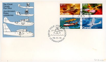 Canada OFDC#843-6 - Aircraft-Flying Boats (1979) 2 x 17¢, 2 x 35¢