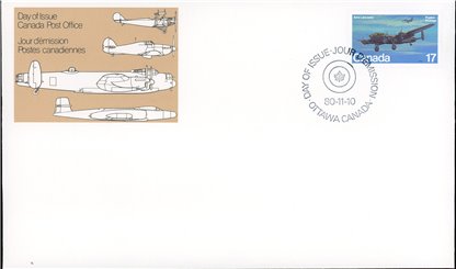 Canada OFDC#874 - Avro Lancaster (1941) (1980) 17¢