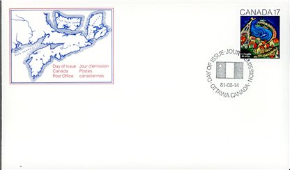 Canada OFDC#898 - L'Acadie (1981) 17¢ - Image 2