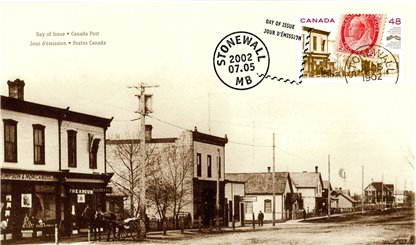 Canada OFDC#1956 - Post Office in Stonewall, MB, 2¢ Victoria and 1902 date stamp (2002) 48¢ - Image 2