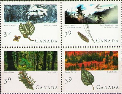 Canada Stamp#1286a - Majestic Forests of Canada (1990) 4 x 39¢ - Image 2