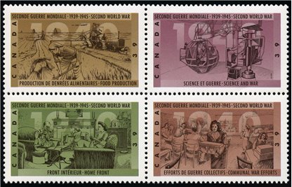 Canada Stamp #1301a - Second World War-1940 (1990) 4 x 39¢ - Image 2