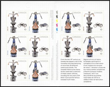 Canada Stamp BOOKLET#2648a (BK540) - Motorcycles (2013) 10 x P (63¢) - Image 2