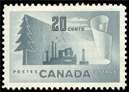 Canada Stamp #316 - Paper Mill (1952) 20¢ - Image 2