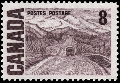 Canada Stamp #461ii - Alaska Highway, by A.Y. Jackson (1971) 8¢