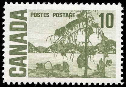 Canada Stamp #462piv - Jack Pine, by Tom Thompson (1972) 10¢ W2B, LF, PVA