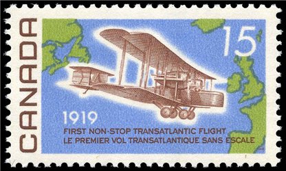 Canada Stamp #494 - Vickers Vimy over Atlantic (1969) 15¢ - Image 2