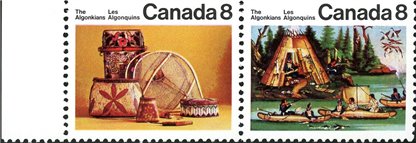 Canada Stamp #567aii - Algonkian Indians (1973) 2 x 8¢ Se-tenant pair (566ii, 567ii) HB/HB - Image 2