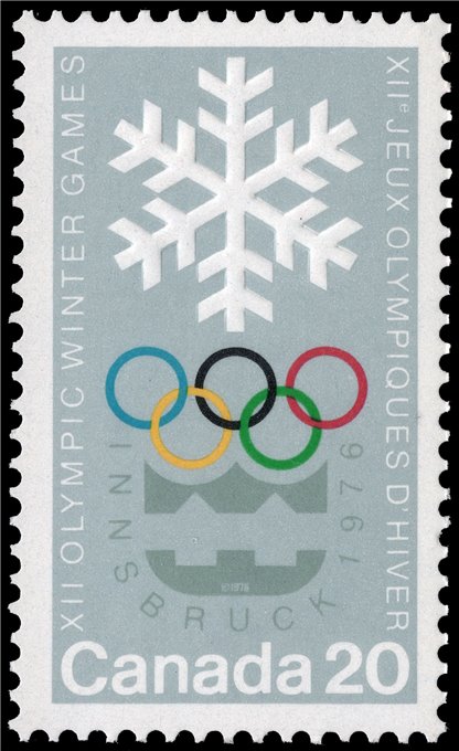 Canada Stamp #689 - Snowlake and Olympic Symbols (1976) 20¢ - Image 2