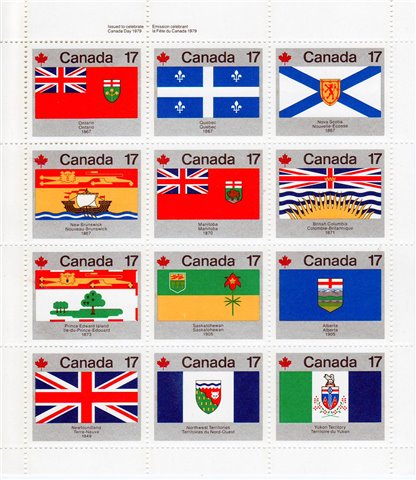 Canada Stamp #832a - Provincial and Territorial Flags (1979) 12 x 17¢ Pane of 12 - Image 2