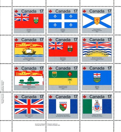 Canada PB#832a - Provincial and Territorial Flags (1979) 12 x 17¢ Pane of 12 - Image 2