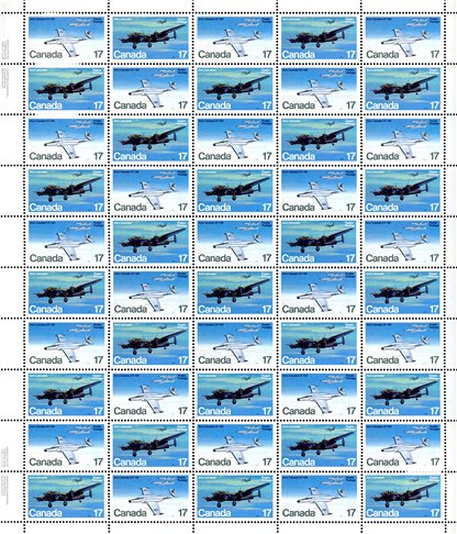 Canada SHEET#874a - Military Aircraft (1980) 2 x 17¢