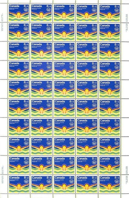 Canada SHEET- Semi-Postal #B4 - Swimming (1975) 8¢ + 2¢ (INCL. 5X B4ii) - Image 2