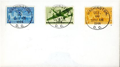 US FDC - Special Delivery #17 & E18 - Postman and Motorcycle (1944)