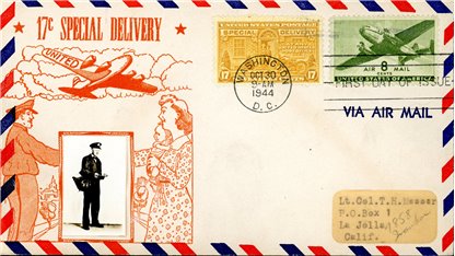 US FDC Special Delivery #E18 - Postman and Motorcycle (1944)