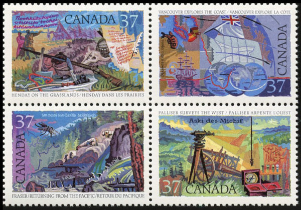 Canada Stamp #1202a - Exploration of Canada-3 (1988) 4 x 37¢ Se-tenant block (1199-1202)