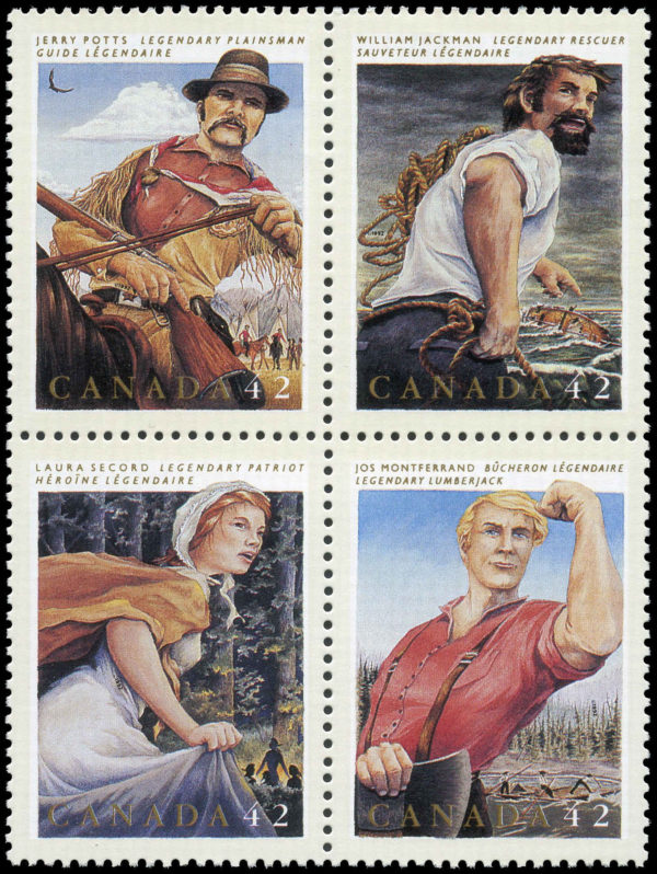 Canada Stamp #1435a - Canadian Folklore-3 (1992) 4 x 42¢ Se-tenant block (1432-1435)