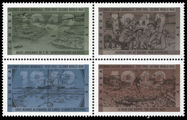 Canada Stamp #1451a - Second World War-1942 (1992) 4 x 42¢ MF