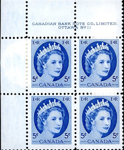 Canada PB#341 - Queen Elizabeth II (1954) 5¢ Plate 11 OR 12 - Image 2