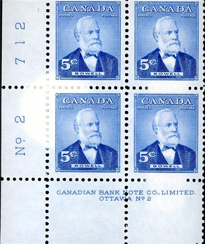 Canada PB#350 - Sir Mackenzie Bowell (1954) 5¢ - Image 2