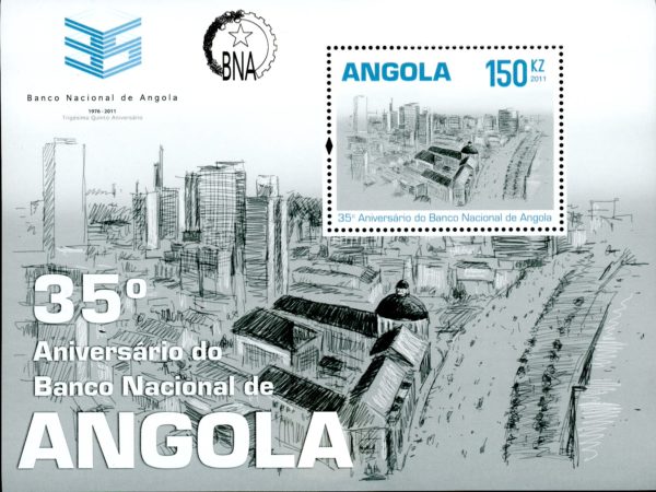 Angola S#1377 -Souvenir Sheet - (2011) 150Kz -Aerial View of Building