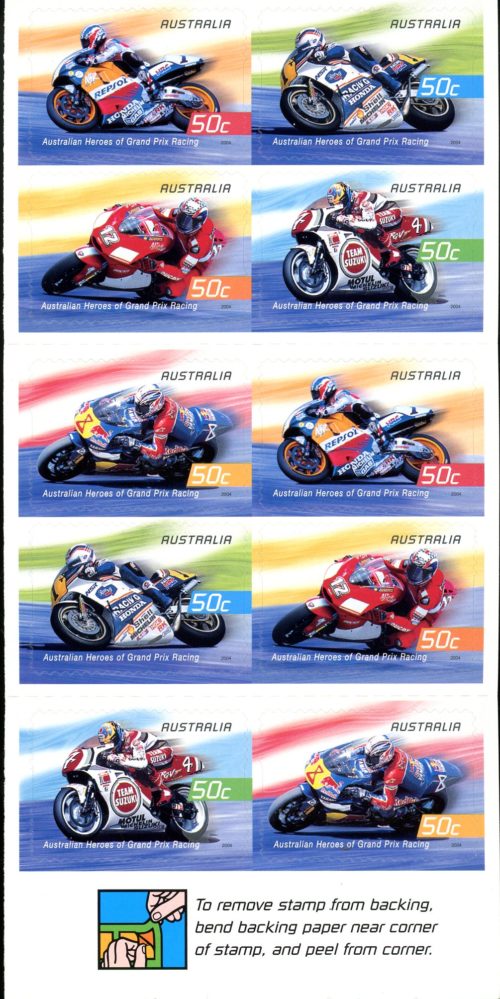 Australia Sc#2315b (2004) Grand Prix Motorcycle Racing Booklet Pane