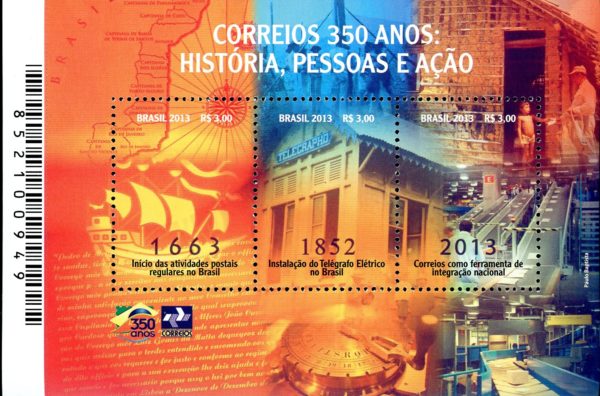 Brazil Sc#3257 (2013) S-sheet - Brazilian Postal Services 350th Anniv.