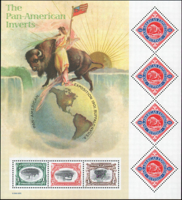 US Stamp S#3505 - (2001) Pan-American Inverts Centenary - 7 Stamp Sheet