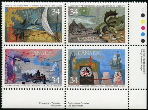 Canada Stamp #1107ai - Exploration of Canada-1 (1986) 4 x 34¢ Se-tenant block (1104-1107)